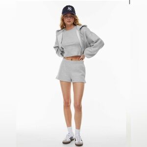 aritzia cozy fleece mini shorts in brown